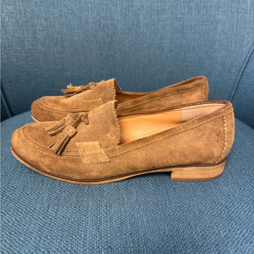 Franco Sarto Brown Suede Tassel Loafers
